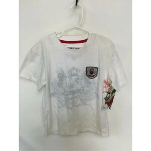 NWT Kapital K Boys White Stretch Crew Neck Short Sleeve Graphic T-Shirt Size 8